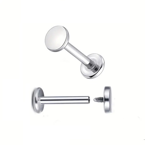 Piercing Mamilo Titânio G23 Polido Disco Rosca Interna